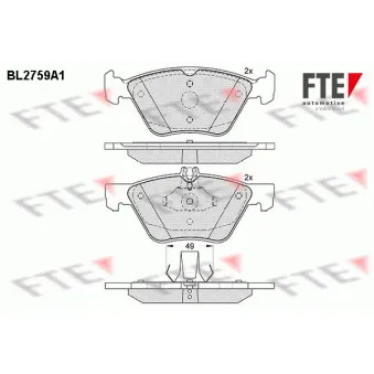 Jeu de 4 plaquettes de frein avant FTE BL2759A1