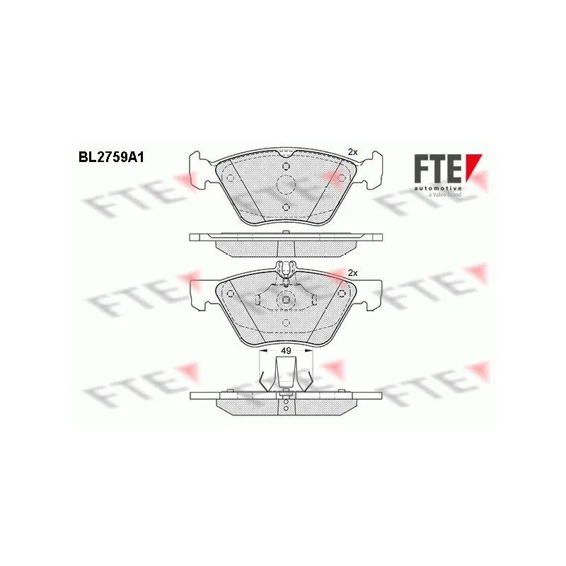 Jeu de 4 plaquettes de frein avant FTE BL2759A1