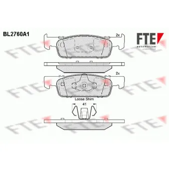 Jeu de 4 plaquettes de frein avant FTE BL2760A1