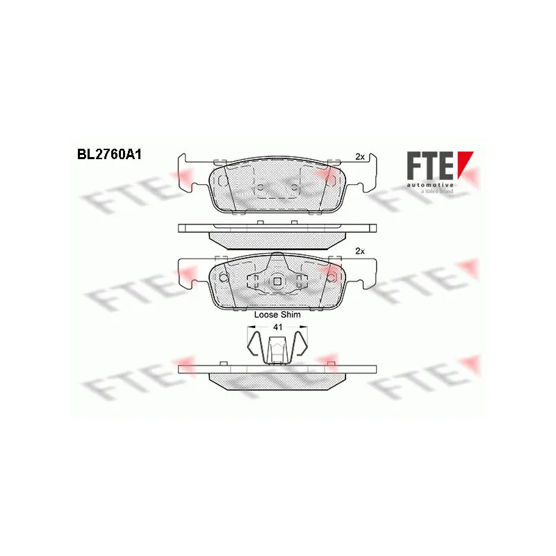 Jeu de 4 plaquettes de frein avant FTE BL2760A1