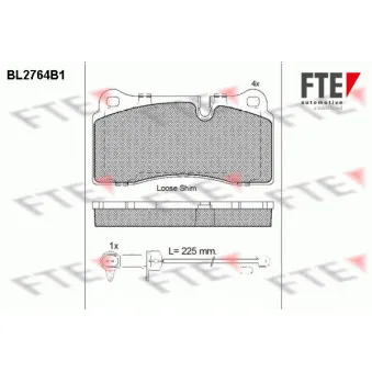 Jeu de 4 plaquettes de frein arrière FTE BL2764B1