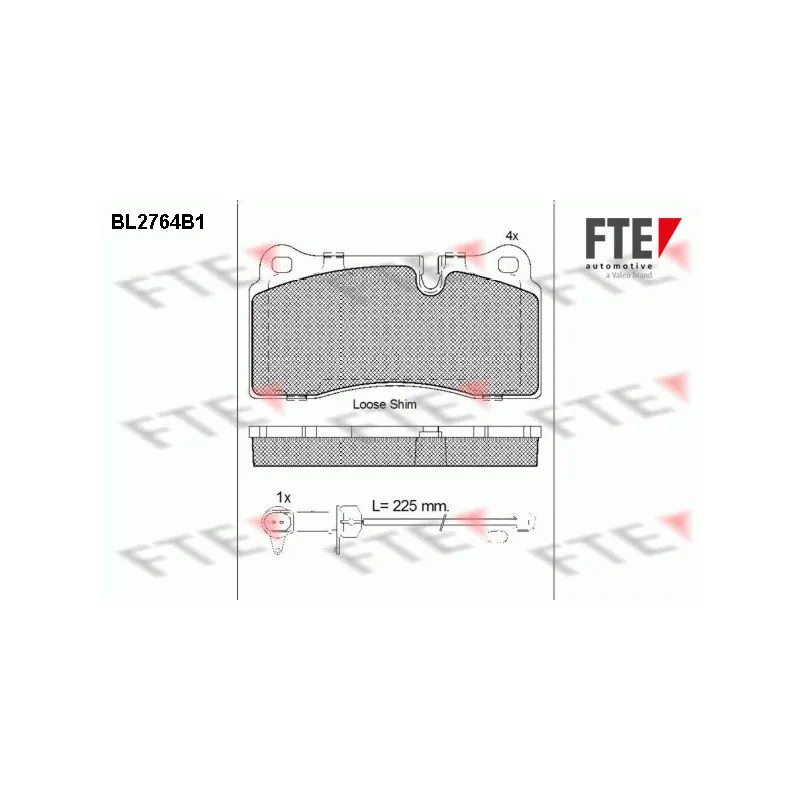 Jeu de 4 plaquettes de frein arrière FTE BL2764B1