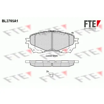 Jeu de 4 plaquettes de frein avant FTE BL2765A1