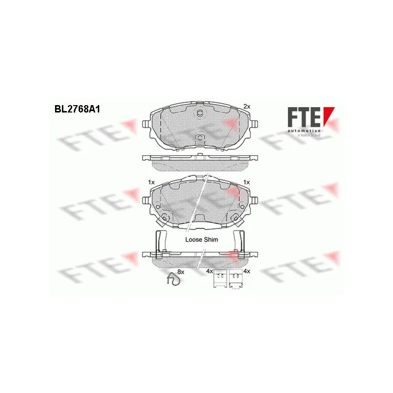 Jeu de 4 plaquettes de frein avant FTE BL2768A1