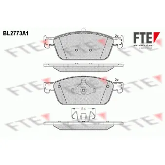 Jeu de 4 plaquettes de frein avant FTE BL2773A1