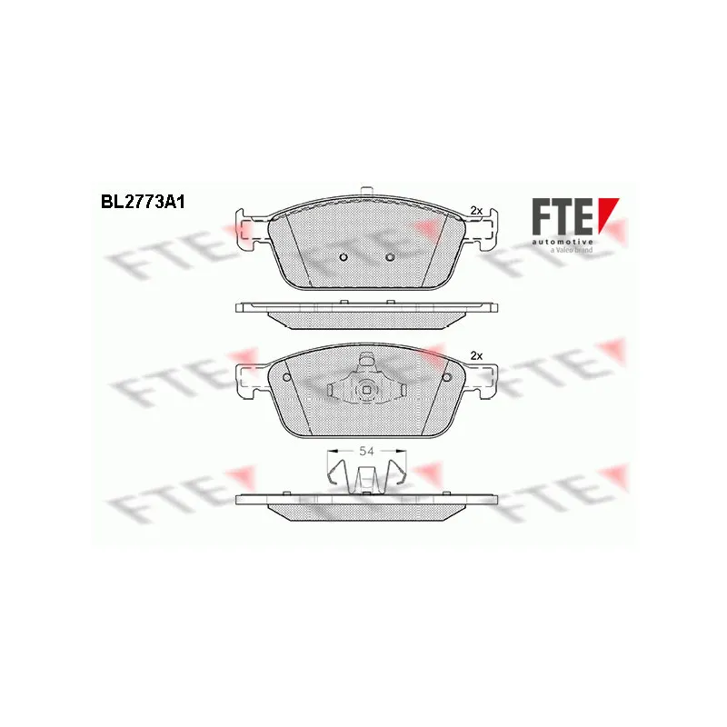 Jeu de 4 plaquettes de frein avant FTE BL2773A1