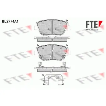 Jeu de 4 plaquettes de frein avant FTE BL2774A1
