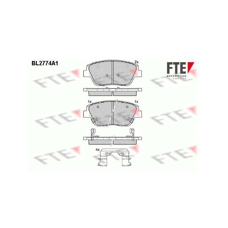Jeu de 4 plaquettes de frein avant FTE BL2774A1