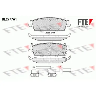 Jeu de 4 plaquettes de frein arrière FTE BL2777A1