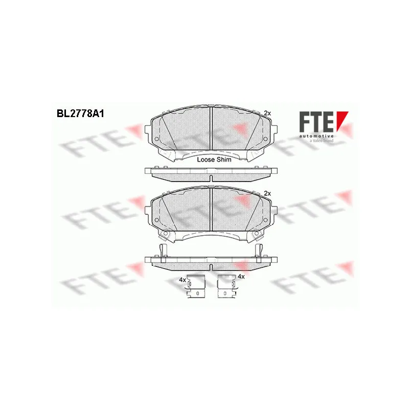 Jeu de 4 plaquettes de frein avant FTE BL2778A1