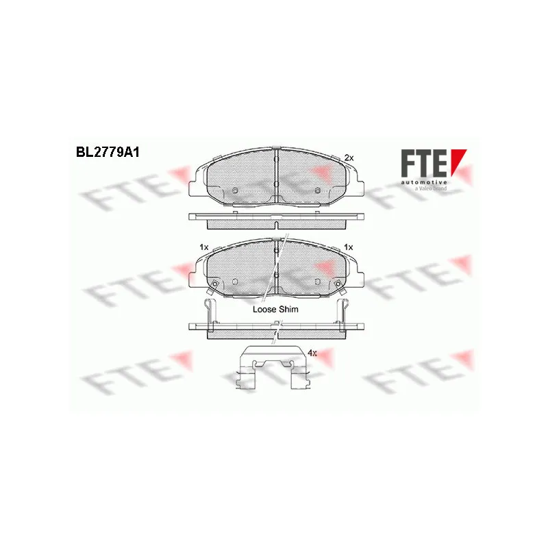 Jeu de 4 plaquettes de frein avant FTE BL2779A1