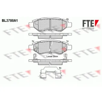 Jeu de 4 plaquettes de frein arrière FTE BL2780A1