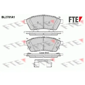 Jeu de 4 plaquettes de frein avant FTE BL2781A1