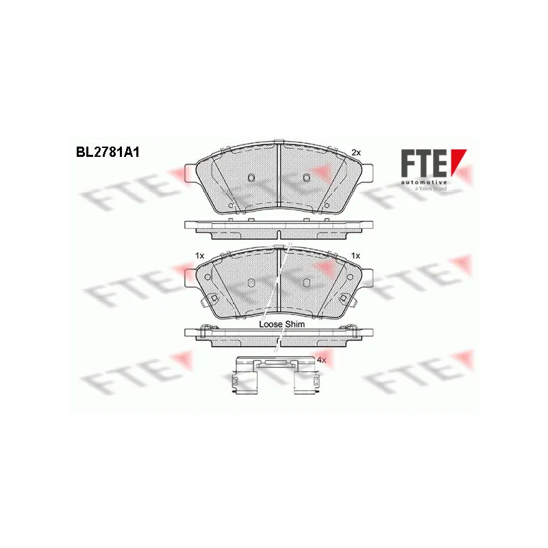Jeu de 4 plaquettes de frein avant FTE BL2781A1