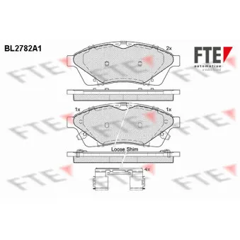 Jeu de 4 plaquettes de frein avant FTE BL2782A1