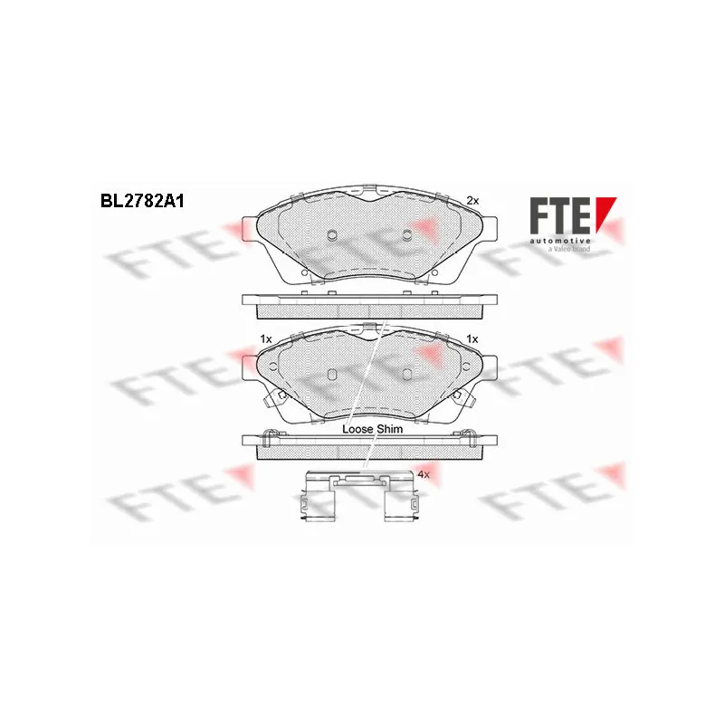 Jeu de 4 plaquettes de frein avant FTE BL2782A1