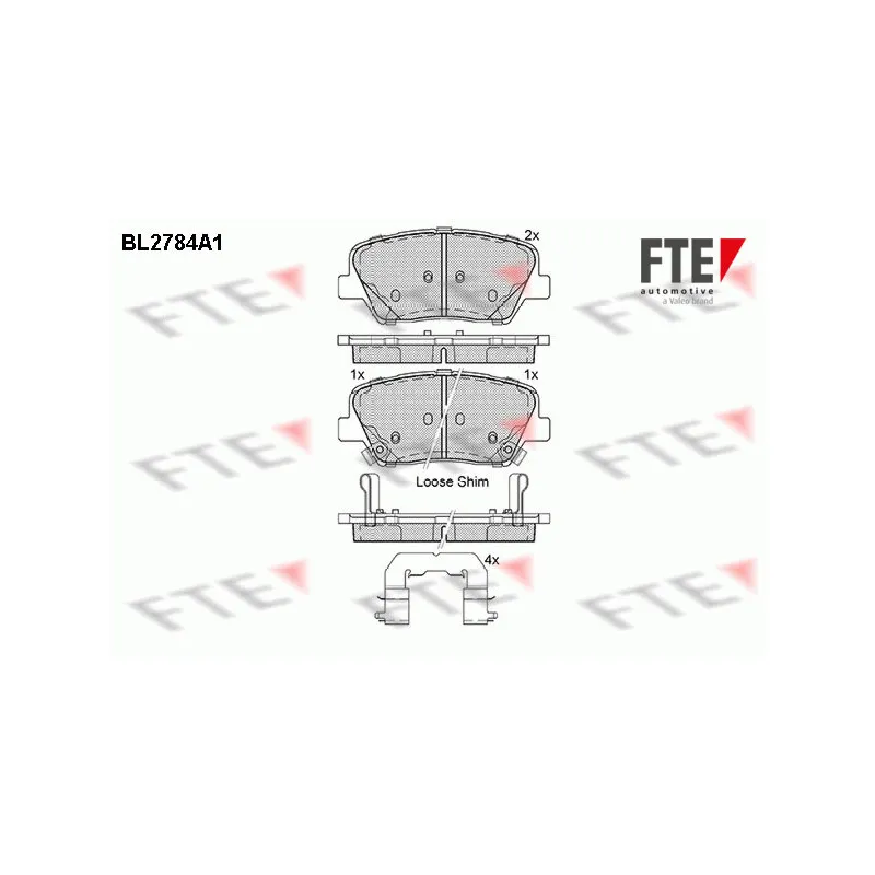 Jeu de 4 plaquettes de frein avant FTE BL2784A1