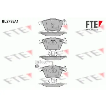 Jeu de 4 plaquettes de frein avant FTE