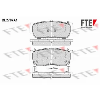 Jeu de 4 plaquettes de frein arrière FTE BL2787A1