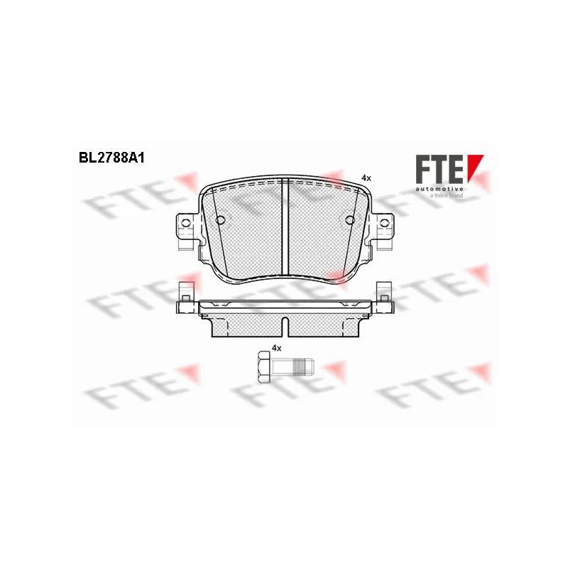 Jeu de 4 plaquettes de frein arrière FTE BL2788A1