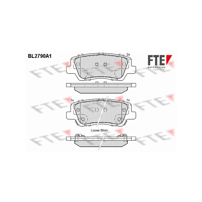 Jeu de 4 plaquettes de frein arrière FTE BL2790A1