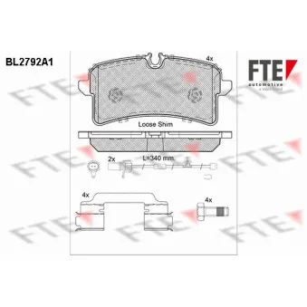 Jeu de 4 plaquettes de frein arrière FTE BL2792A1
