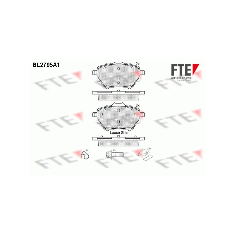 Jeu de 4 plaquettes de frein arrière FTE BL2795A1