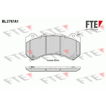 Jeu de 4 plaquettes de frein avant FTE BL2797A1