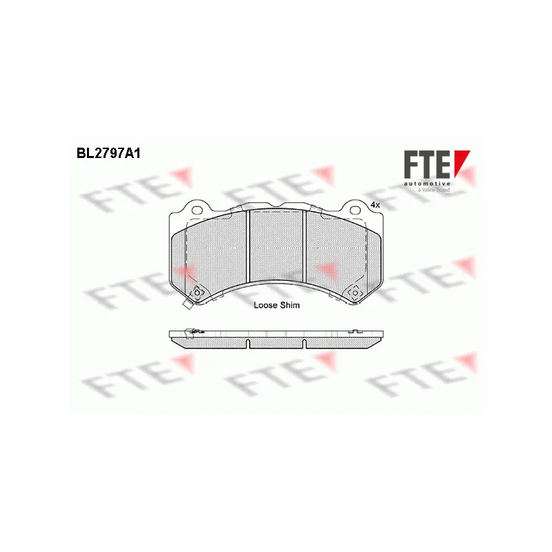 Jeu de 4 plaquettes de frein avant FTE BL2797A1