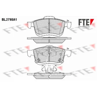 Jeu de 4 plaquettes de frein avant FTE BL2798A1