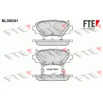Jeu de 4 plaquettes de frein arrière FTE BL2802A1