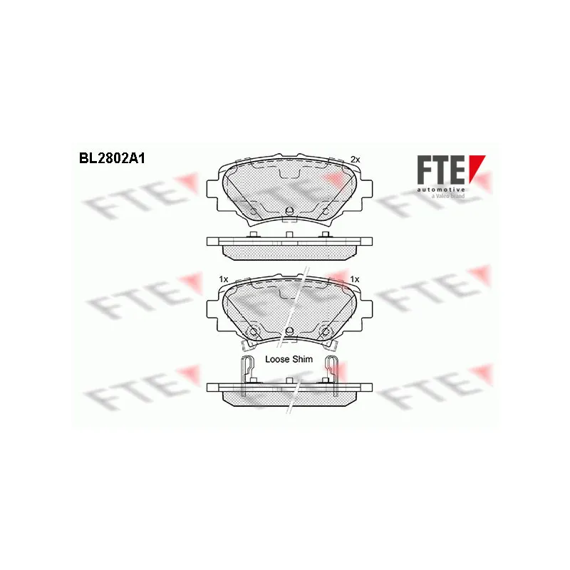 Jeu de 4 plaquettes de frein arrière FTE BL2802A1