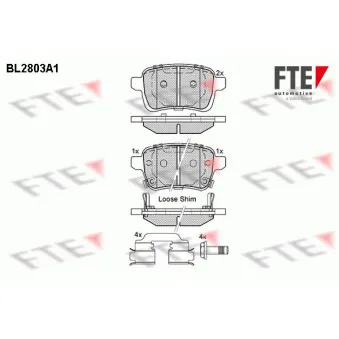 Jeu de 4 plaquettes de frein arrière FTE BL2803A1