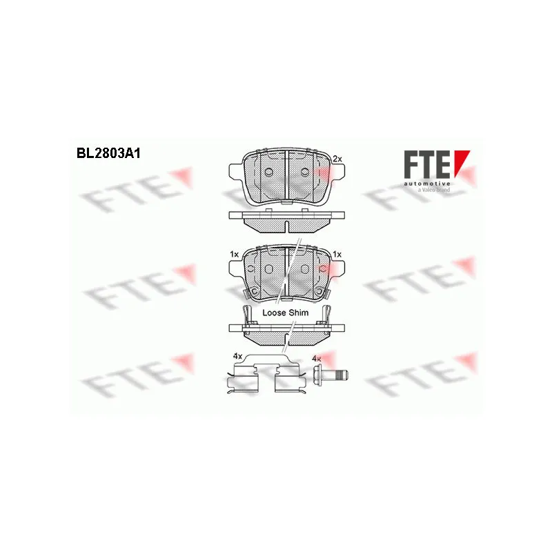 Jeu de 4 plaquettes de frein arrière FTE BL2803A1