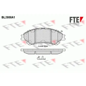Jeu de 4 plaquettes de frein avant FTE BL2808A1