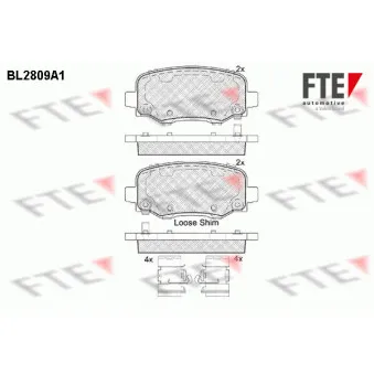 Jeu de 4 plaquettes de frein arrière FTE BL2809A1