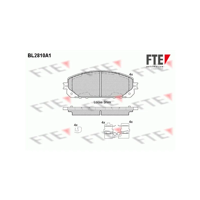 Jeu de 4 plaquettes de frein avant FTE BL2810A1