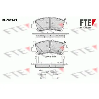 Jeu de 4 plaquettes de frein avant FTE BL2811A1