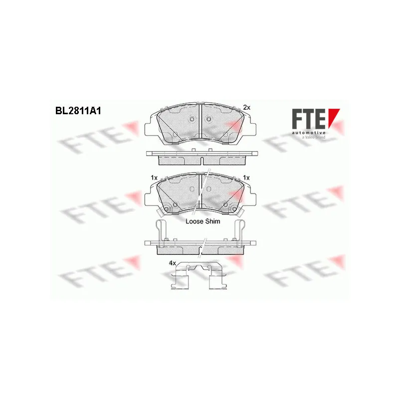 Jeu de 4 plaquettes de frein avant FTE BL2811A1
