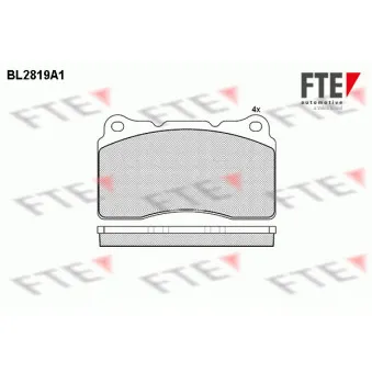 Jeu de 4 plaquettes de frein avant FTE BL2819A1