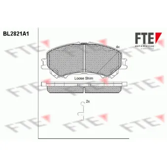 Jeu de 4 plaquettes de frein avant FTE BL2821A1