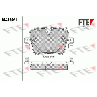 Jeu de 4 plaquettes de frein arrière FTE BL2825A1