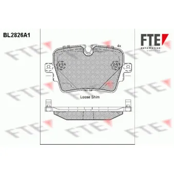 Jeu de 4 plaquettes de frein arrière FTE BL2826A1