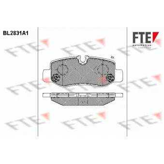 Jeu de 4 plaquettes de frein arrière FTE BL2831A1