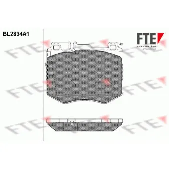 Jeu de 4 plaquettes de frein avant FTE BL2834A1