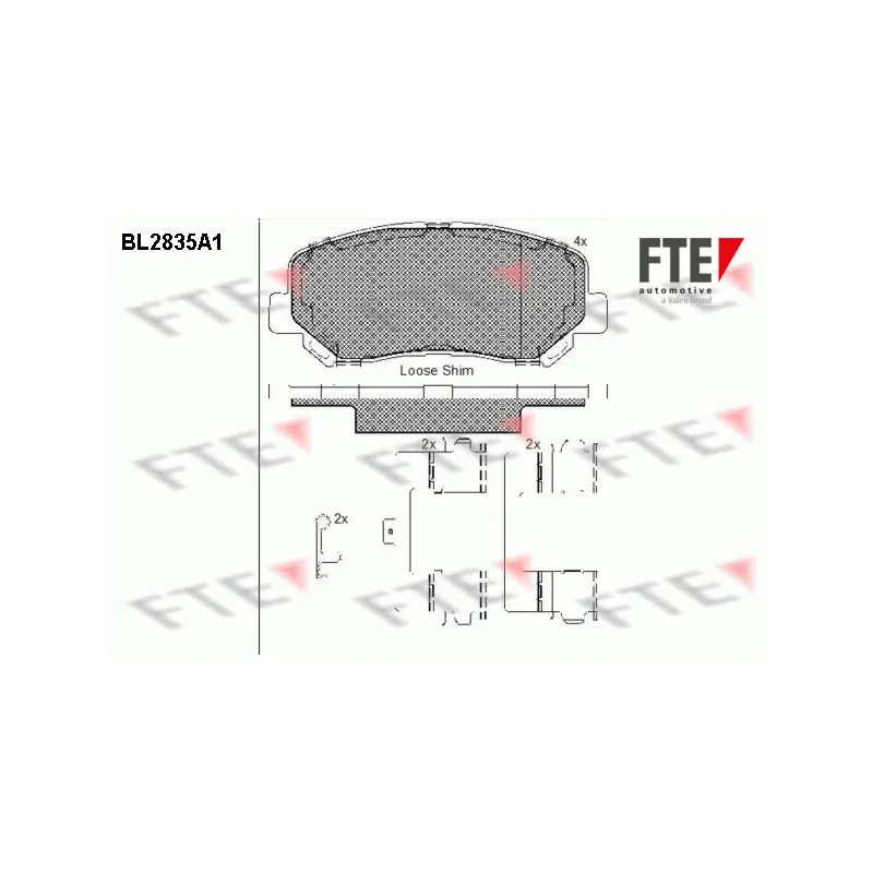 Jeu de 4 plaquettes de frein avant FTE BL2835A1