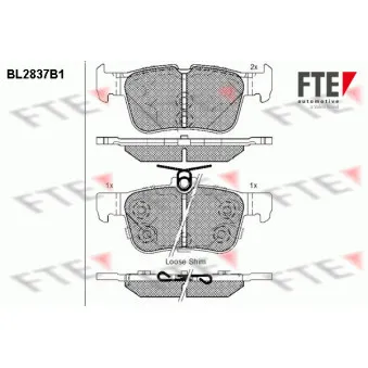 Jeu de 4 plaquettes de frein arrière FTE BL2837B1