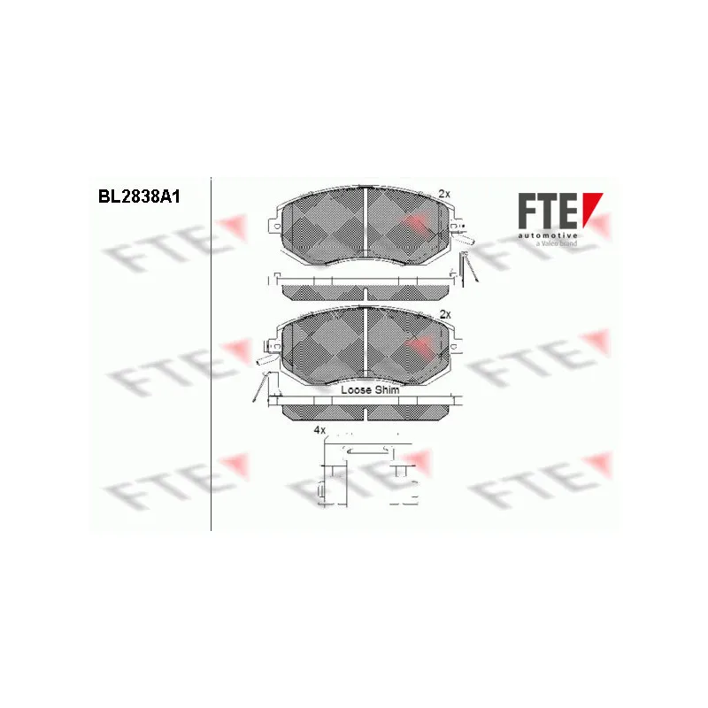 Jeu de 4 plaquettes de frein avant FTE BL2838A1