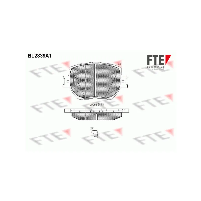 Jeu de 4 plaquettes de frein avant FTE BL2839A1