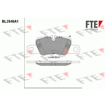 Jeu de 4 plaquettes de frein arrière FTE BL2846A1